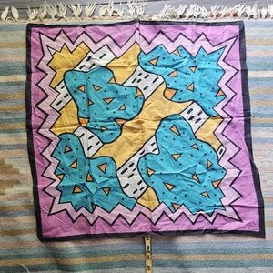 Colorful Cotton Abstract Pattern Scarf 23x23